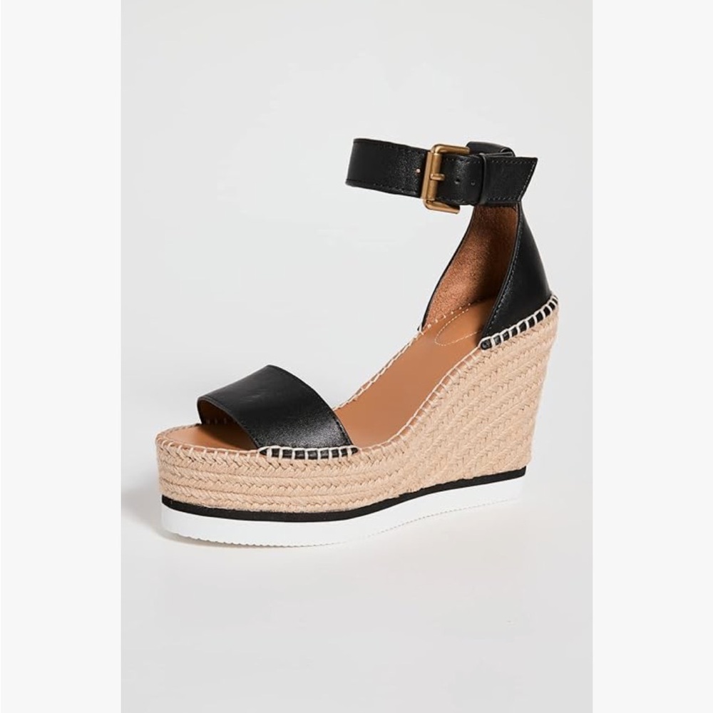 See By Chloe Black and Tan Espadrille Wedges